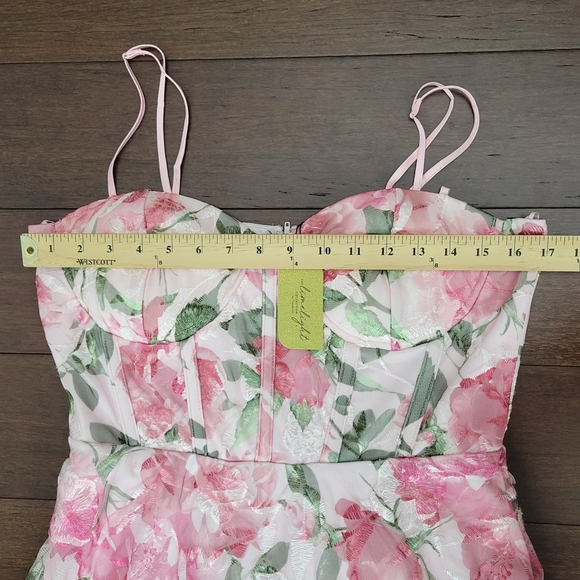 NEW Francesca's Lana Pink Floral Corset Maxi Dress Women's L Formal Prom Party - Picture 8 of 10